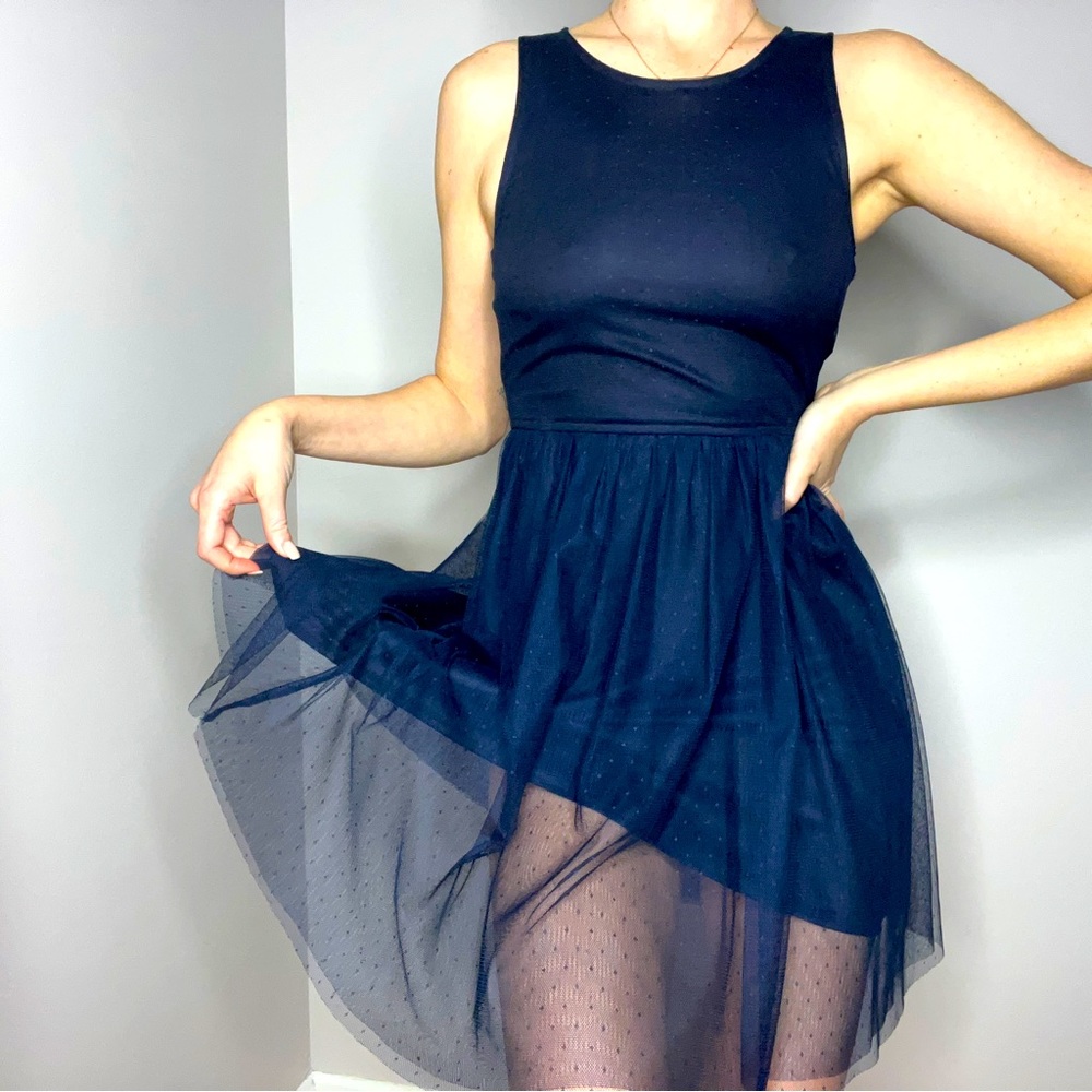 Zara Tulle dress size S. Like new. Navy blue.